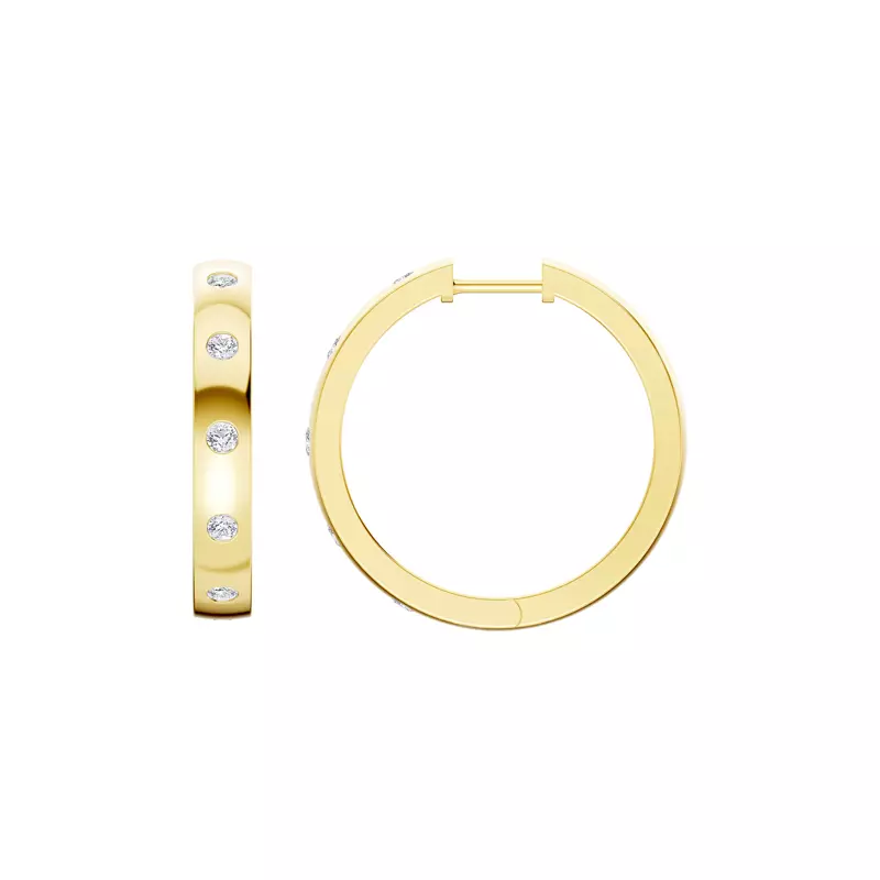 14K Yellow Gold Emblush Smooth Lab Diamond Hoops (1/2 ct tw)