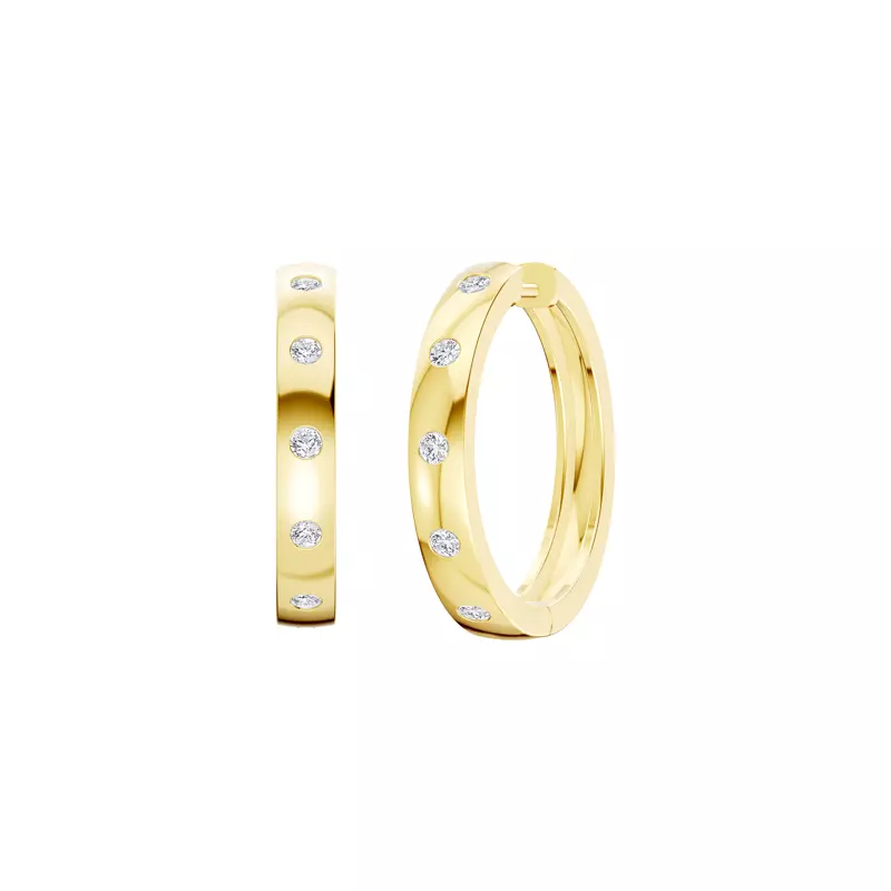 14K Yellow Gold Emblush Smooth Diamond Hoops (1/2 ct tw)