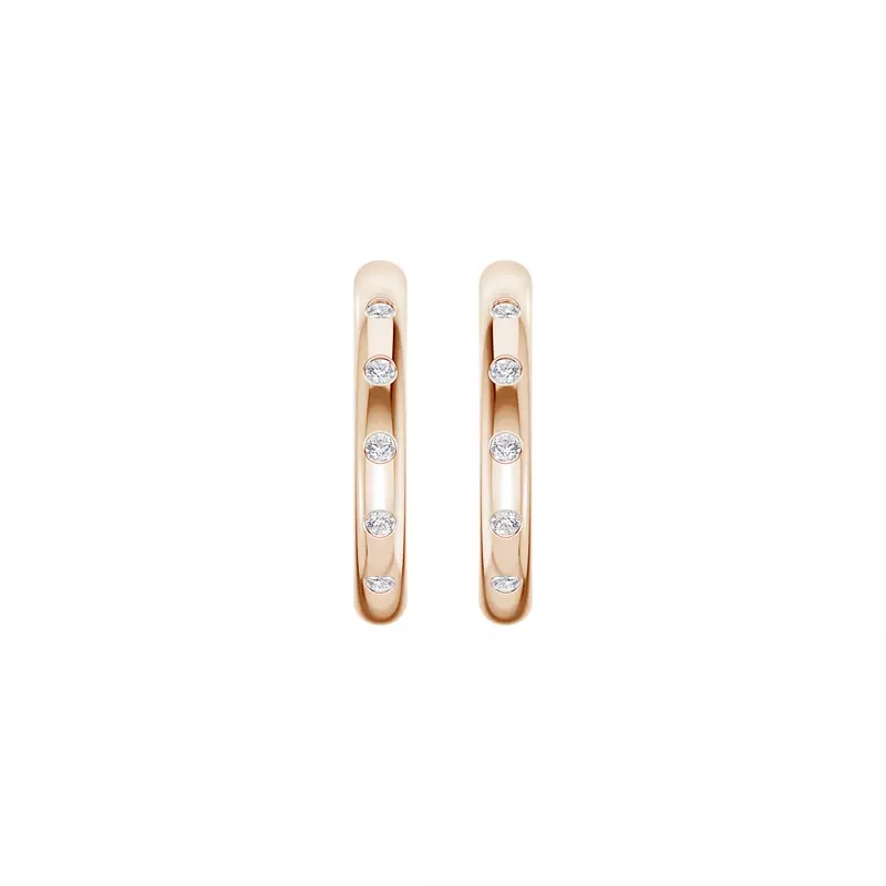 14K Rose Gold Emblush Petite Smooth Lab Diamond Hoops