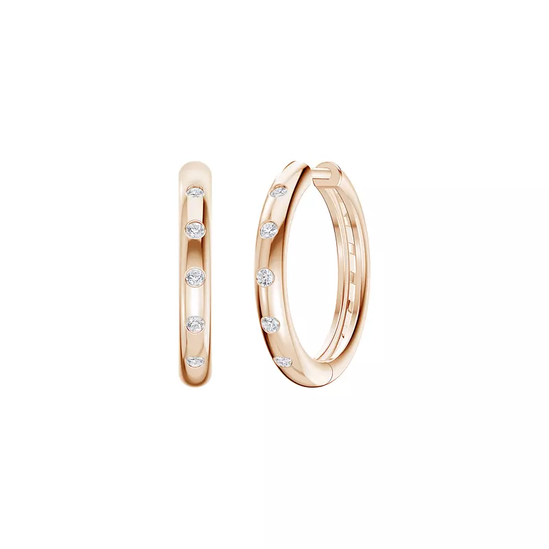 14K Rose Gold Emblush Petite Smooth Diamond Hoops