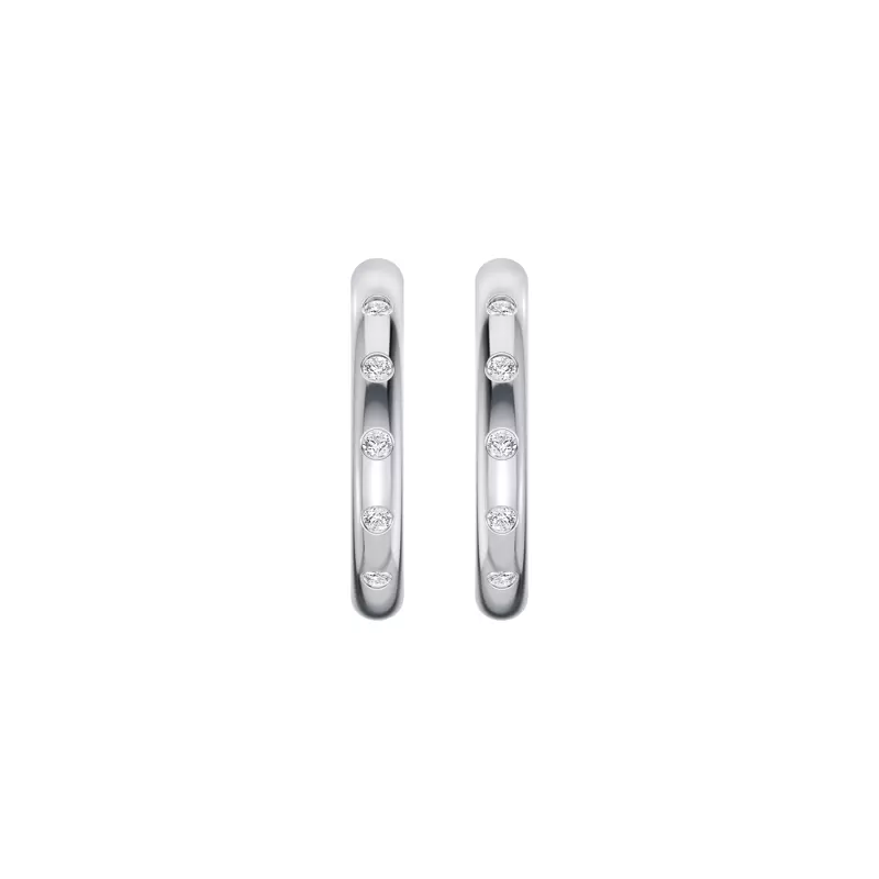 14K White Gold Emblush Petite Smooth Diamond Hoops