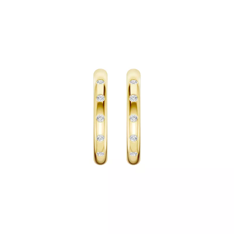 14K Yellow Gold Emblush Petite Smooth Lab Diamond Hoops
