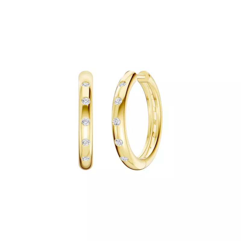 14K Yellow Gold Emblush Petite Smooth Diamond Hoops