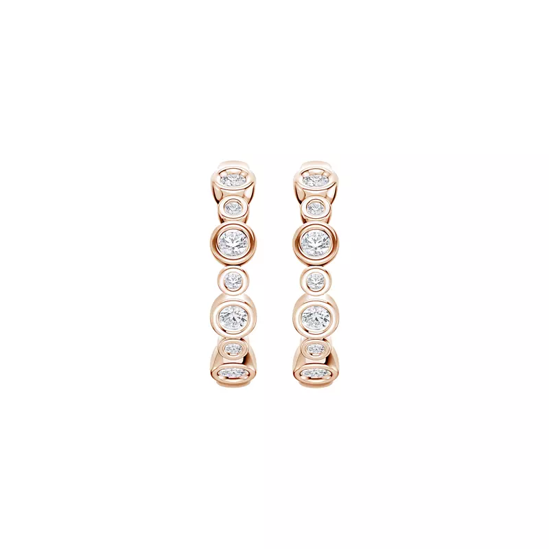 14K Rose Gold Bello Alternating Size Bezel Diamond Hoops (1/2 ct. tw.)