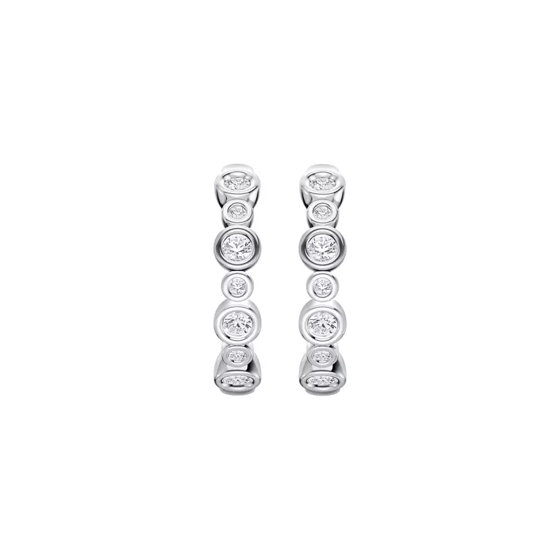 14K White Gold Bello Alternating Size Bezel Lab Diamond Hoops (1/2 ct. tw.)
