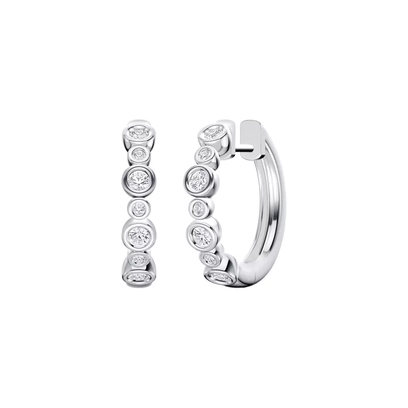 14K White Gold Bello Alternating Size Bezel Lab Diamond Hoops (1/2 ct. tw.)