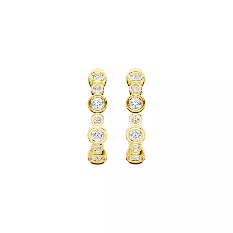 14K Yellow Gold Bello Alternating Size Bezel Diamond Hoops (1/2 ct. tw.)