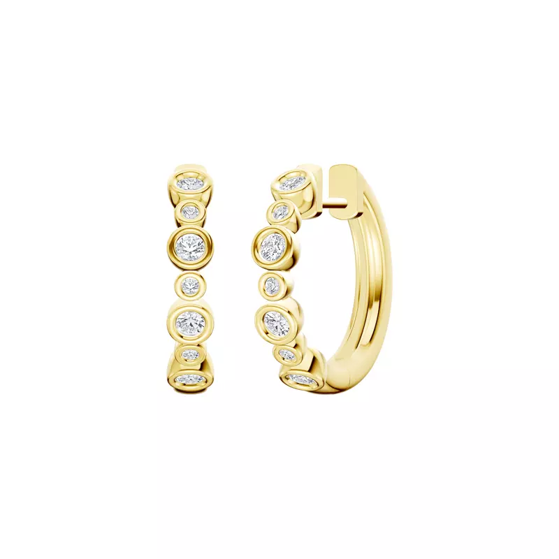14K Yellow Gold Bello Alternating Size Bezel Diamond Hoops (1/2 ct. tw.)