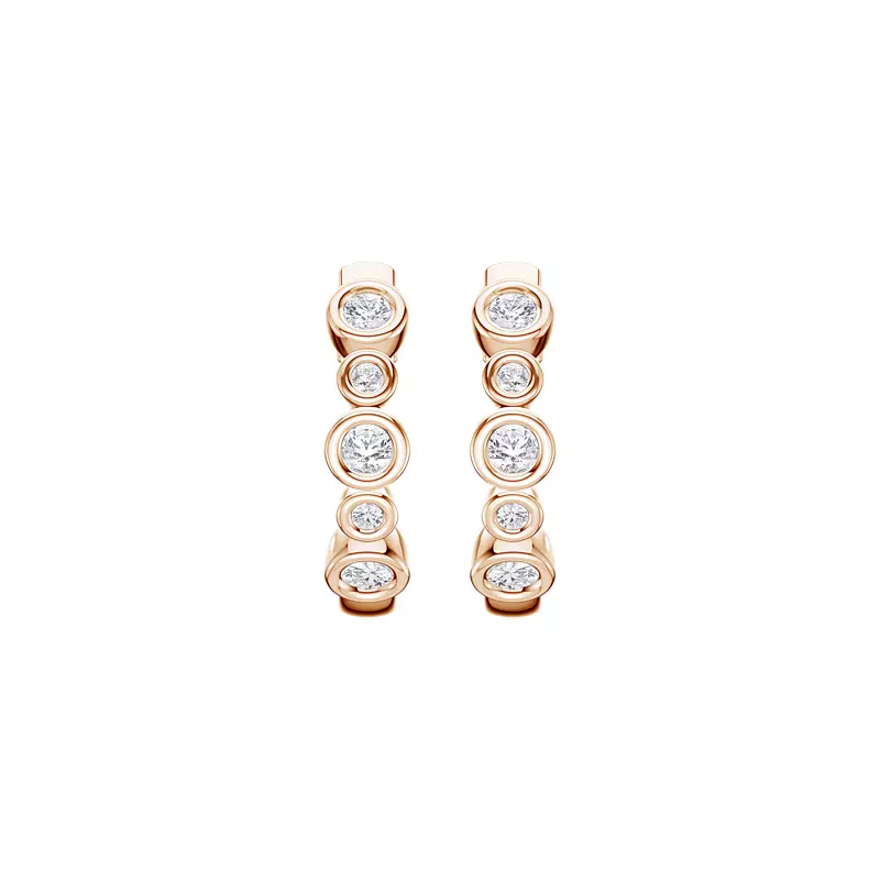 14K Rose Gold Bello Alternating Size Bezel Lab Diamond Hoops (1/4 ct. tw.)