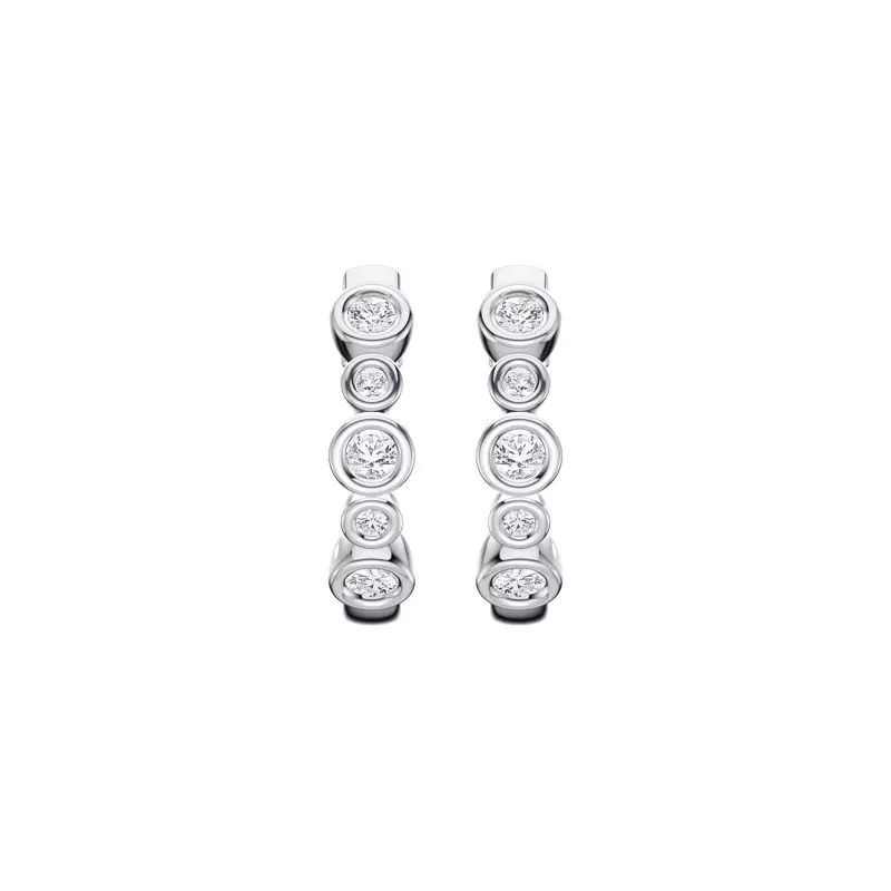 14K White Gold Bello Alternating Size Bezel Lab Diamond Hoops (1/4 ct. tw.)