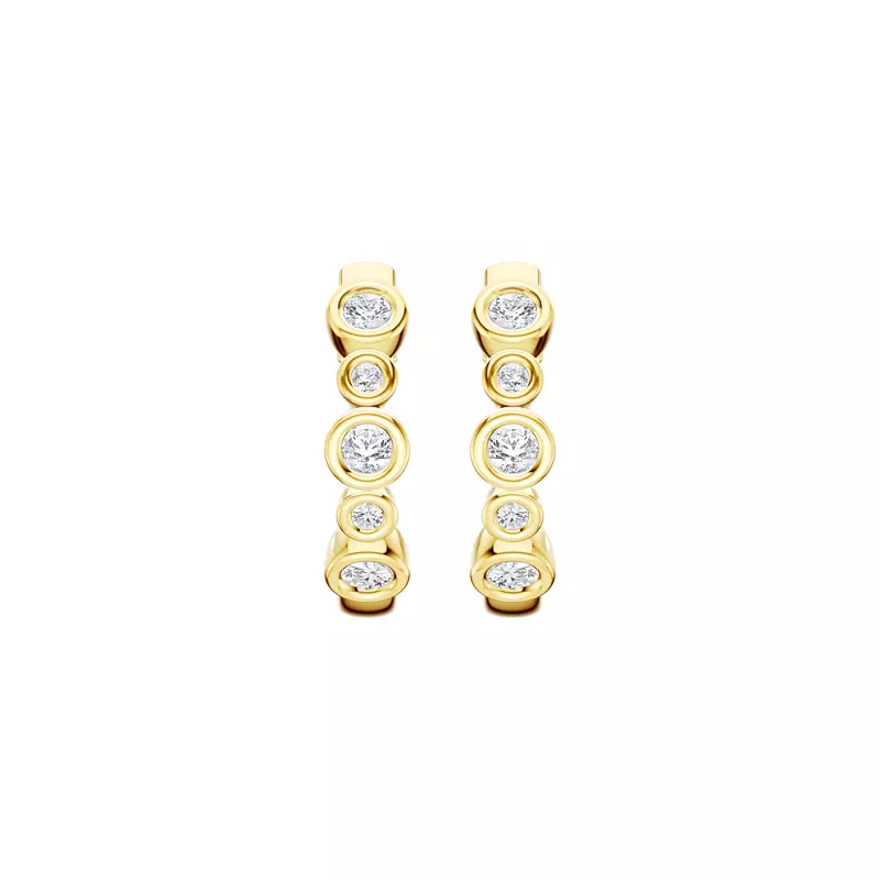 14K Yellow Gold Bello Alternating Size Bezel Lab Diamond Hoops (1/4 ct. tw.)