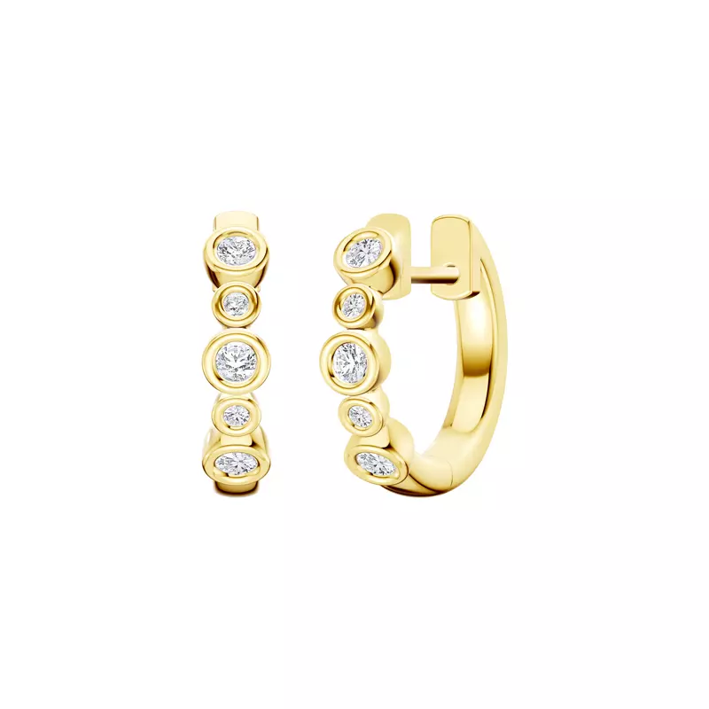 14K Yellow Gold Bello Alternating Size Bezel Lab Diamond Hoops (1/4 ct. tw.)