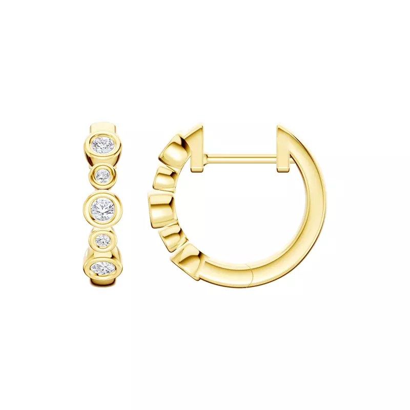 Bello Alternating Size Bezel Diamond Hoops (1/4 ct. tw.)