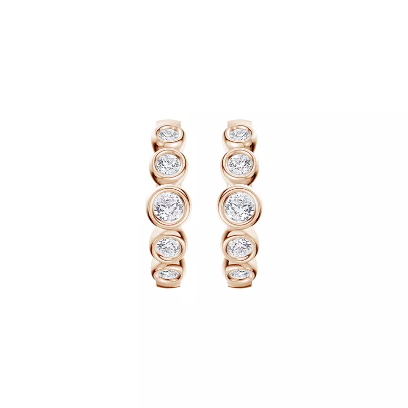 14K Rose Gold Bello Graduated Bezel Lab Diamond Hoops (1/2 ct. tw.)