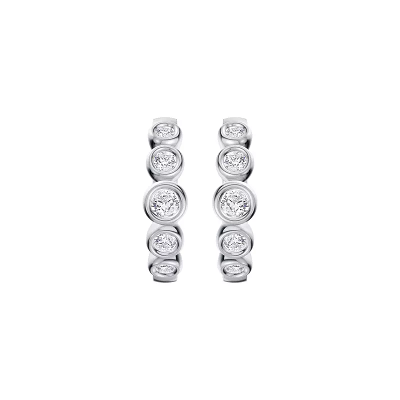 14K White Gold Bello Graduated Bezel Lab Diamond Hoops (1/2 ct. tw.)