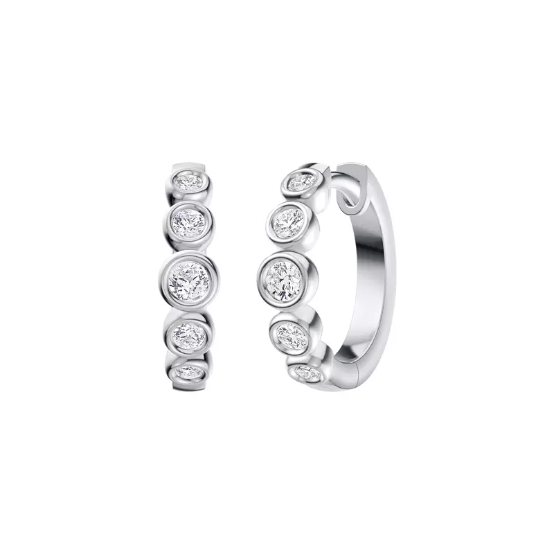 14K White Gold Bello Graduated Bezel Lab Diamond Hoops (1/2 ct. tw.)