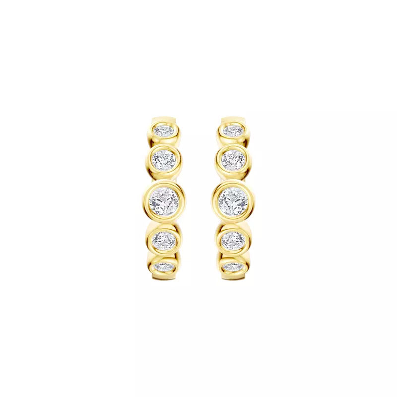 14K Yellow Gold Bello Graduated Bezel Lab Diamond Hoops (1/2 ct. tw.)