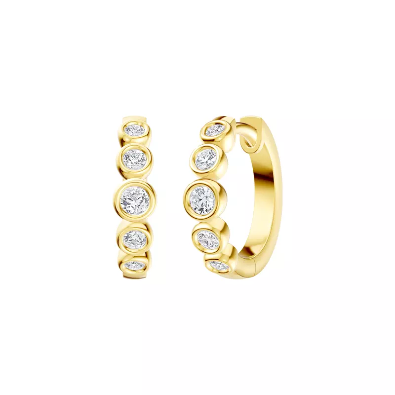 14K Yellow Gold Bello Graduated Bezel Lab Diamond Hoops (1/2 ct. tw.)