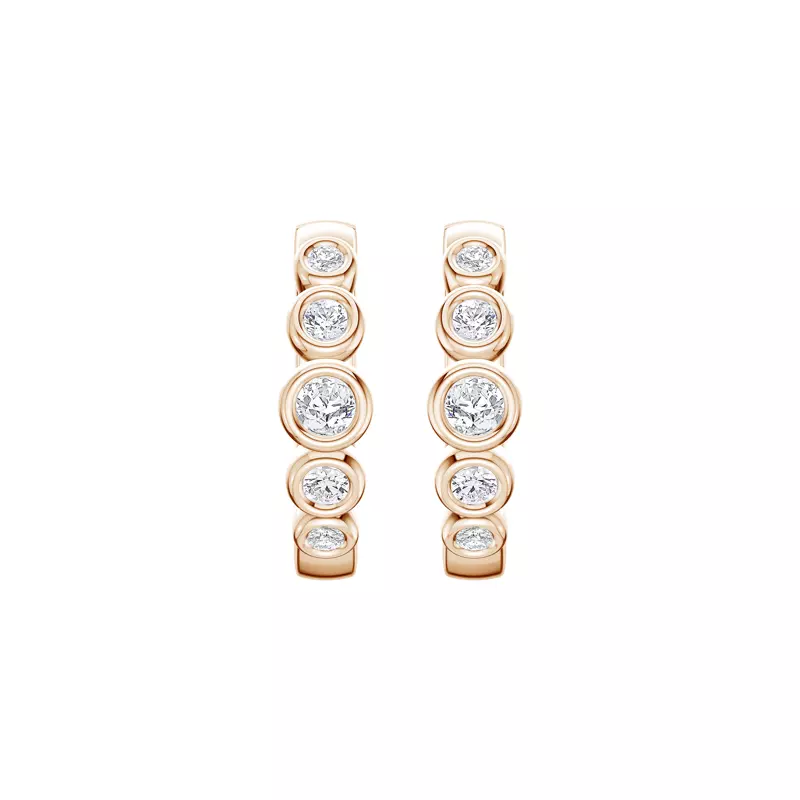 14K Rose Gold Bello Graduated Bezel Lab Diamond Hoops (1/4 ct. tw.)