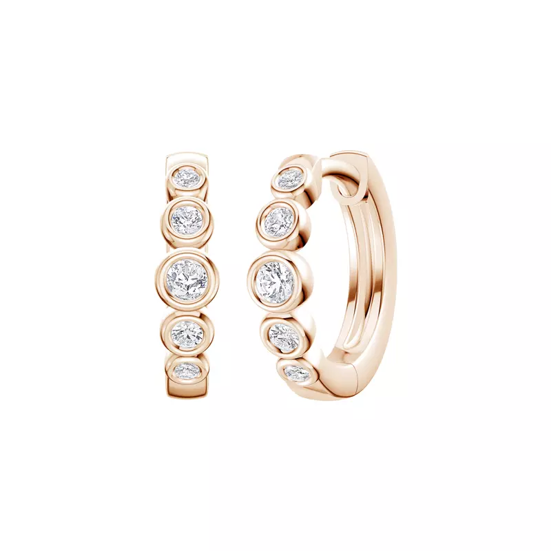 14K Rose Gold Bello Graduated Bezel Lab Diamond Hoops (1/4 ct. tw.)