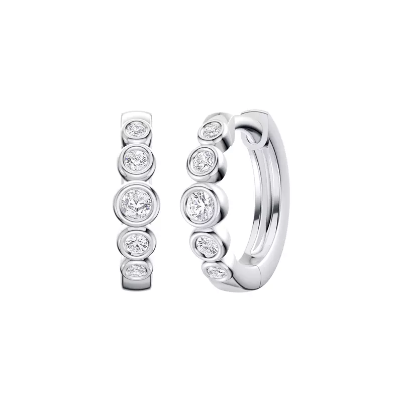 14K White Gold Bello Graduated Bezel Lab Diamond Hoops (1/4 ct. tw.)