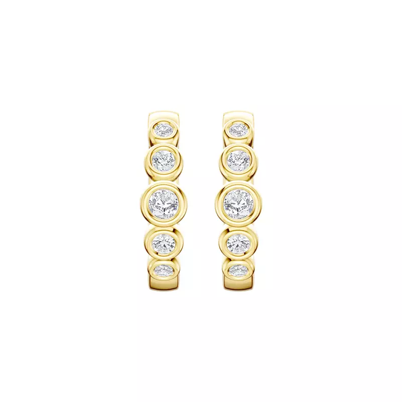 14K Yellow Gold Bello Graduated Bezel Lab Diamond Hoops (1/4 ct. tw.)