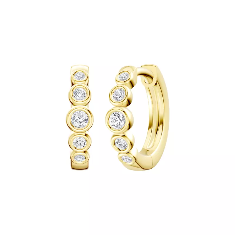 14K Yellow Gold Bello Graduated Bezel Lab Diamond Hoops (1/4 ct. tw.)