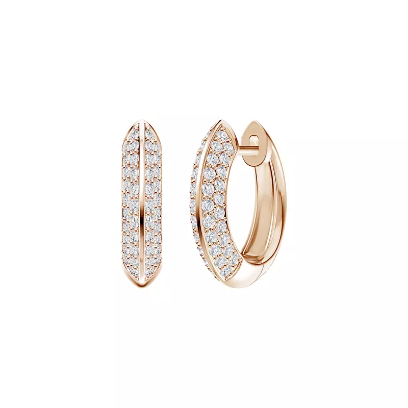 14K Rose Gold Knife-Edge Pavé Lab Hoops (.40ct. tw.)