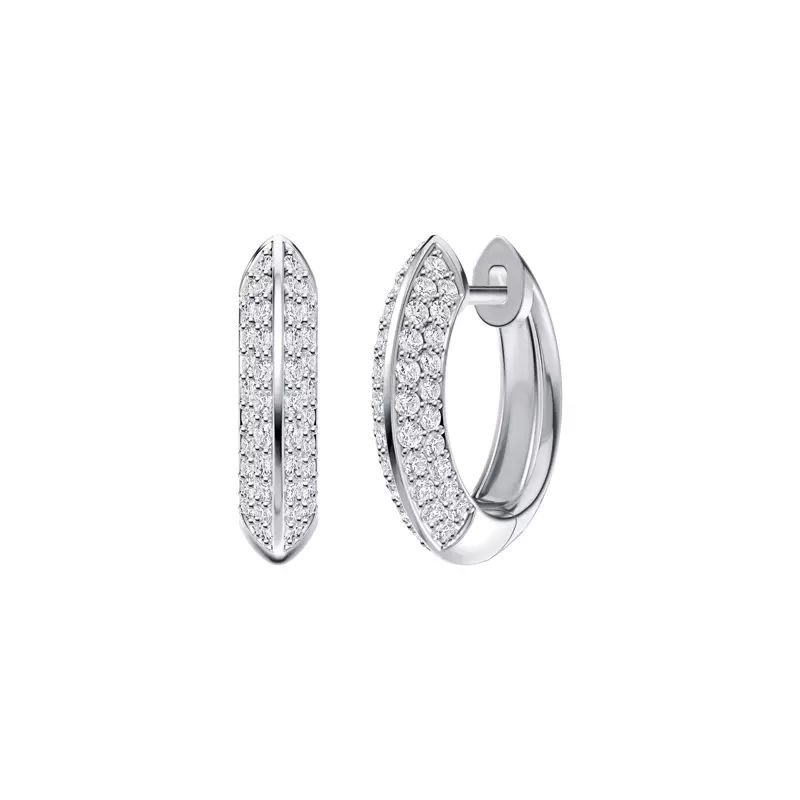 14K White Gold Knife-Edge Pavé Lab Hoops (.40ct. tw.)
