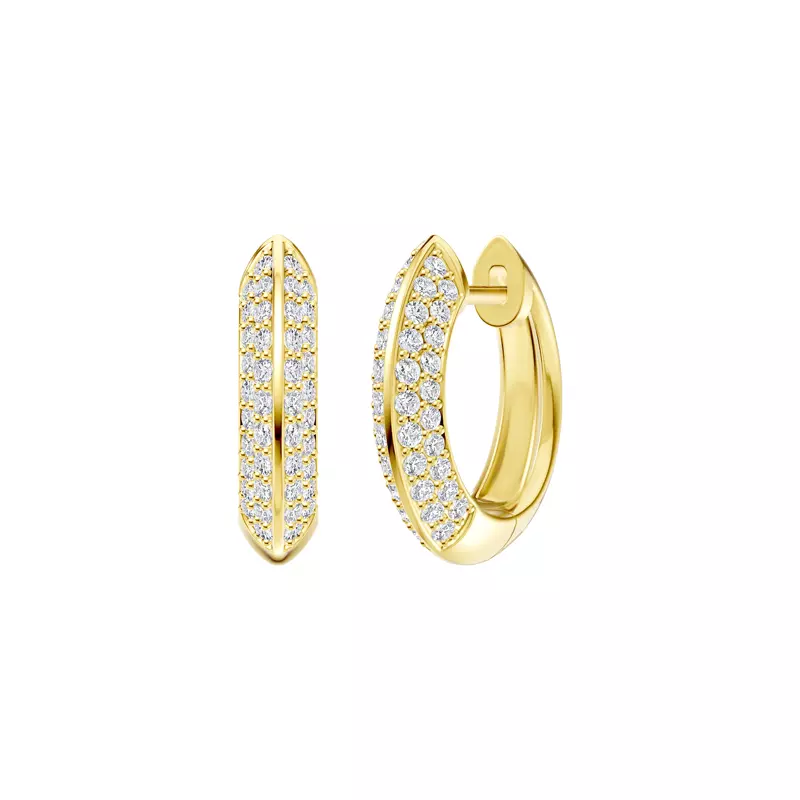 14K Yellow Gold Knife-Edge Pavé Lab Hoops (.40ct. tw.)