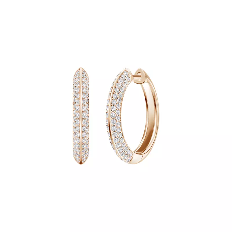 14K Rose Gold Knife-Edge Pavé Lab Hoops (1 ct. tw.)