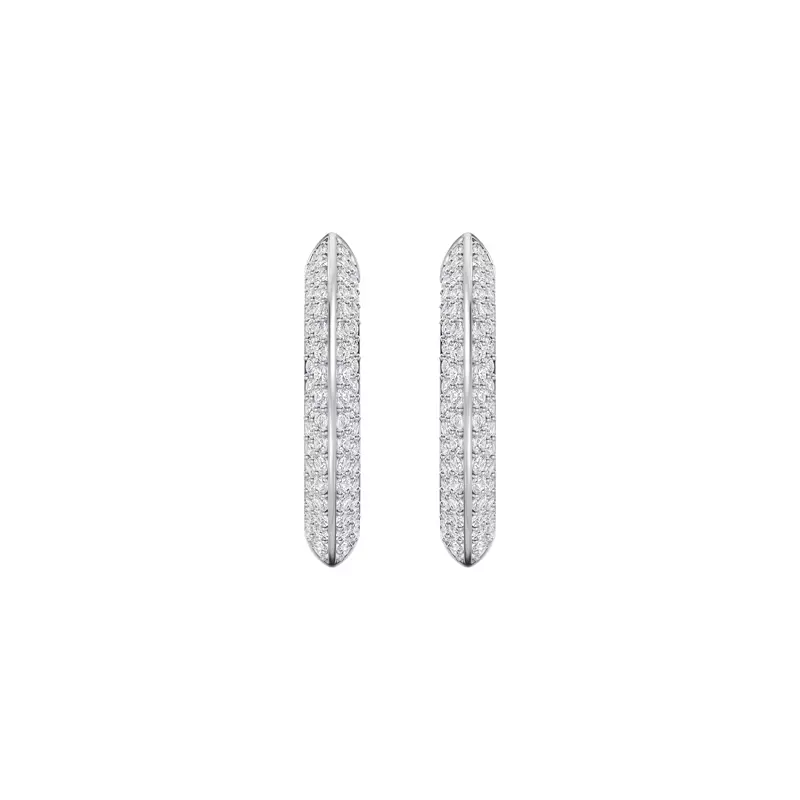 14K White Gold Knife-Edge Pavé Lab Hoops (1 ct. tw.)