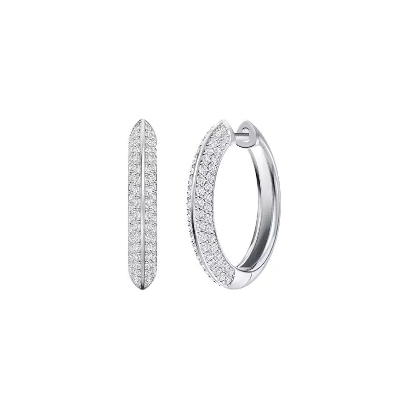 14K White Gold Knife-Edge Pavé Lab Hoops (1 ct. tw.)