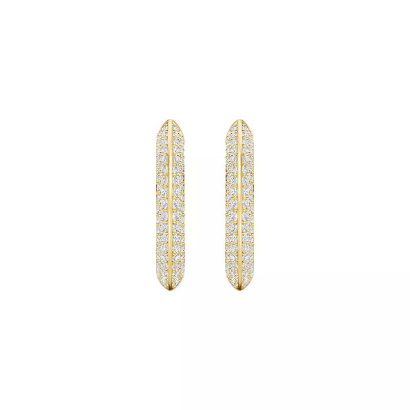 14K Yellow Gold Knife-Edge Pavé Hoops (1 ct. tw.)