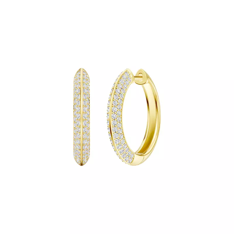 14K Yellow Gold Knife-Edge Pavé Hoops (1 ct. tw.)