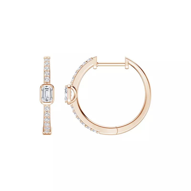 Embliss Emerald Bezel Pavé Lab Hoops (1/3 ct. tw)