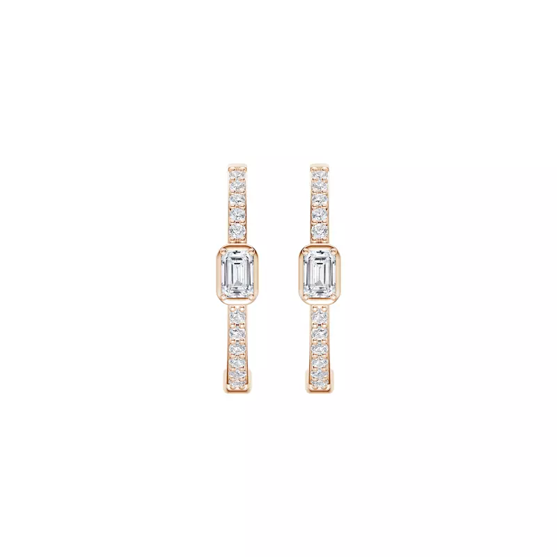 14K Rose Gold Embliss Emerald Bezel Pavé Hoops (1/3 ct. tw)