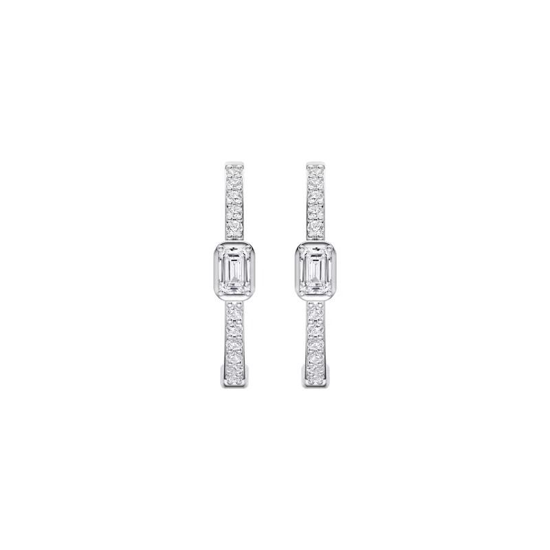 14K White Gold Embliss Emerald Bezel Pavé Lab Hoops (1/3 ct. tw)