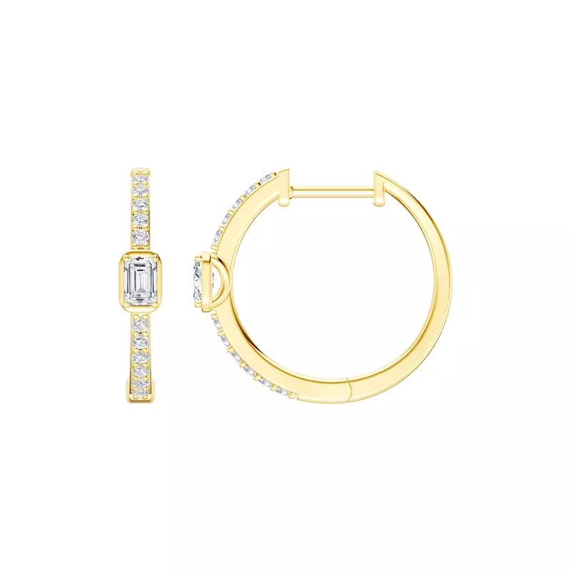 Embliss Emerald Bezel Pavé Lab Hoops (1/3 ct. tw)