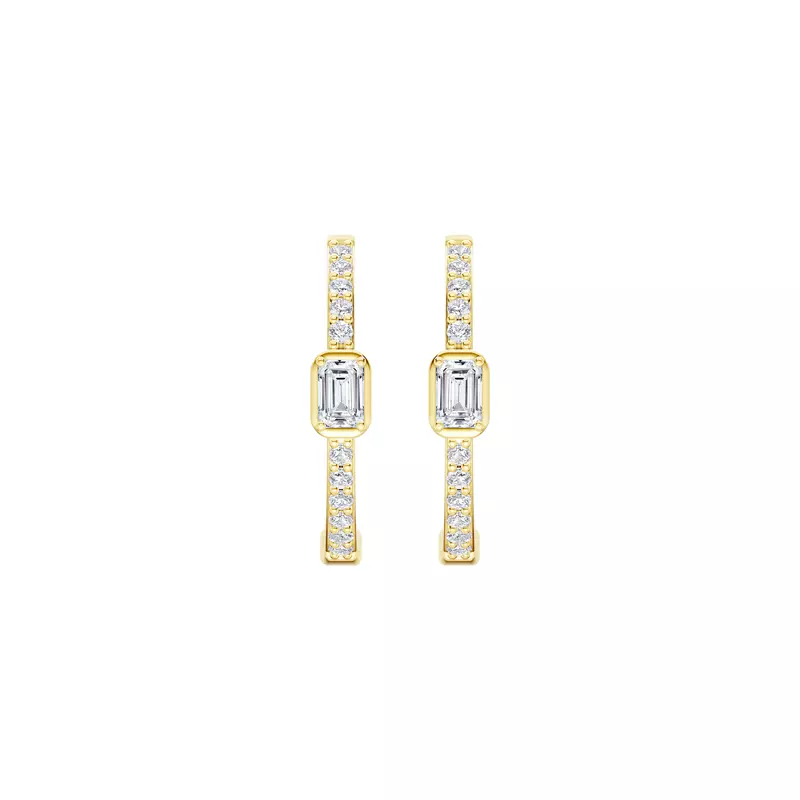 14K Yellow Gold Embliss Emerald Bezel Pavé Lab Hoops (1/3 ct. tw)