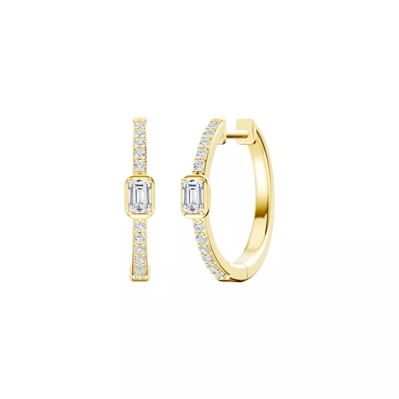 14K Yellow Gold Embliss Emerald Bezel Pavé Lab Hoops (1/3 ct. tw)