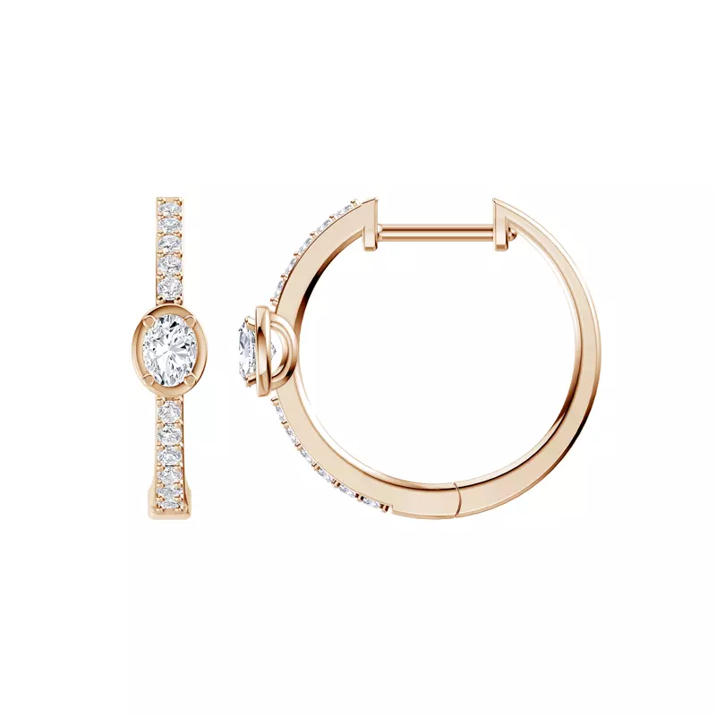 Embliss Oval Bezel Pavé Lab Hoops (1/3 ct. tw)