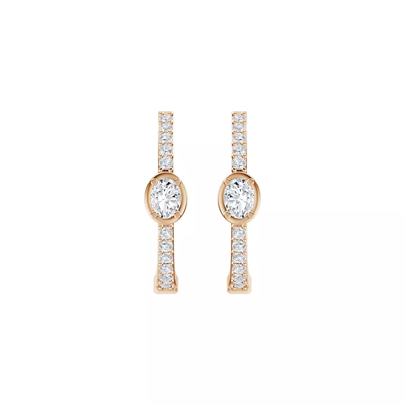 14K Rose Gold Embliss Oval Bezel Pavé Lab Hoops (1/3 ct. tw)