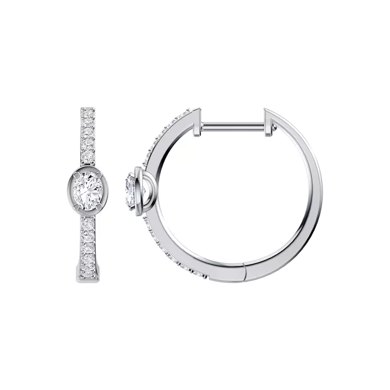 Embliss Oval Bezel Pavé Lab Hoops (1/3 ct. tw)