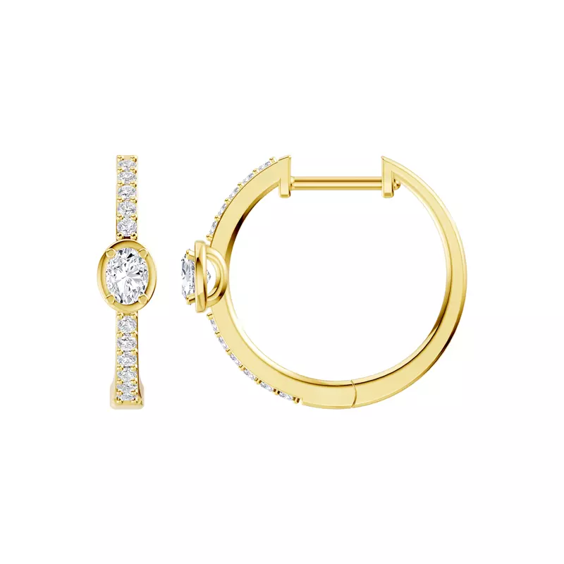 Embliss Oval Bezel Pavé Lab Hoops (1/3 ct. tw)