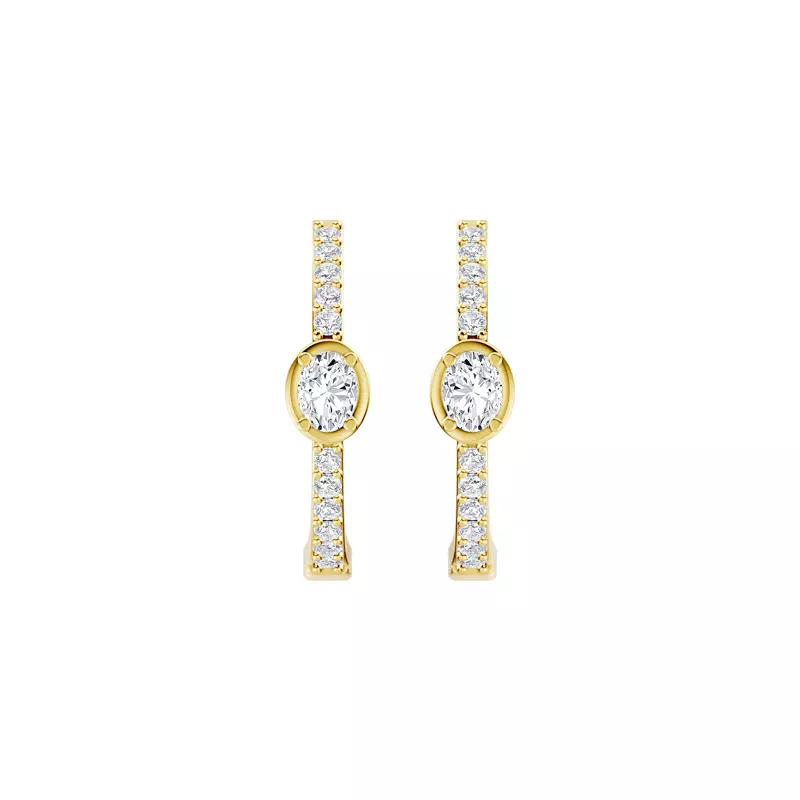 14K Yellow Gold Embliss Oval Bezel Pavé Lab Hoops (1/3 ct. tw)