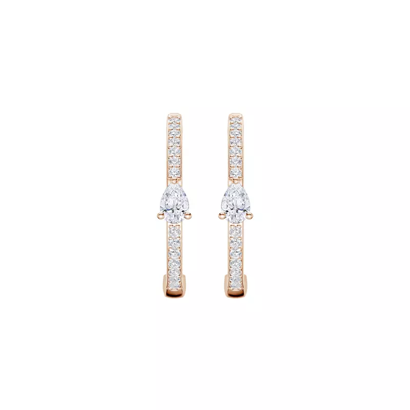 14K Rose Gold Embliss Pear Accent Pavé Hoops (1/3 ct. tw)
