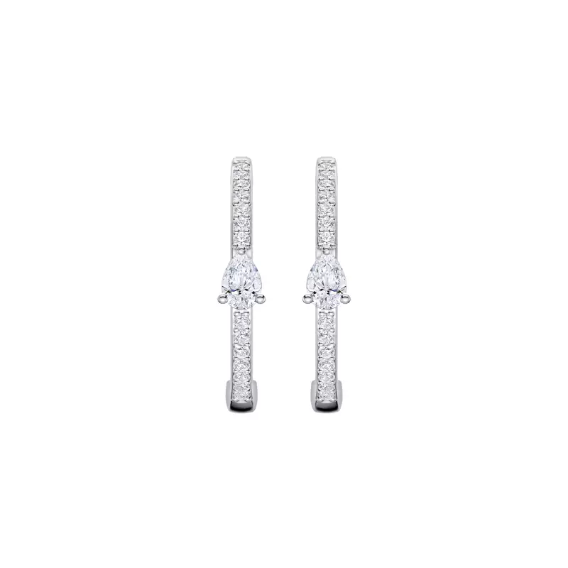 14K White Gold Embliss Pear Accent Pavé Hoops (1/3 ct. tw)