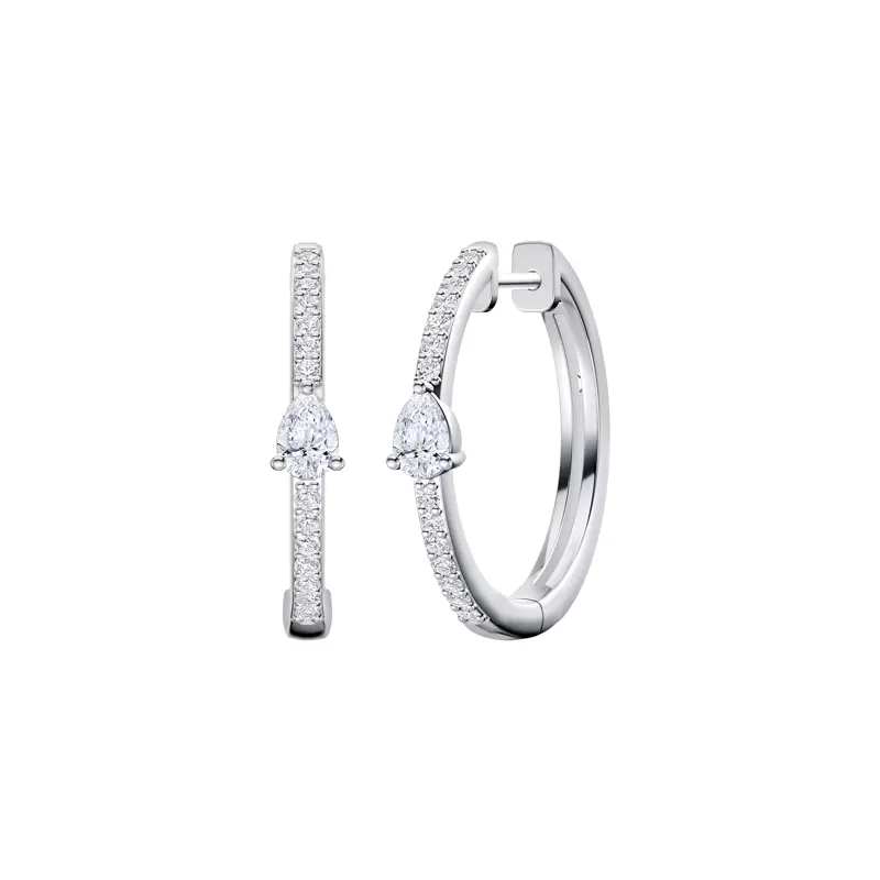 14K White Gold Embliss Pear Accent Pavé Hoops (1/3 ct. tw)