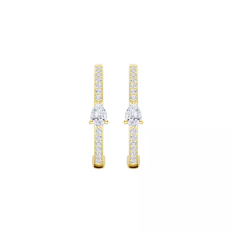 14K Yellow Gold Embliss Pear Accent Pavé Hoops (1/3 ct. tw)